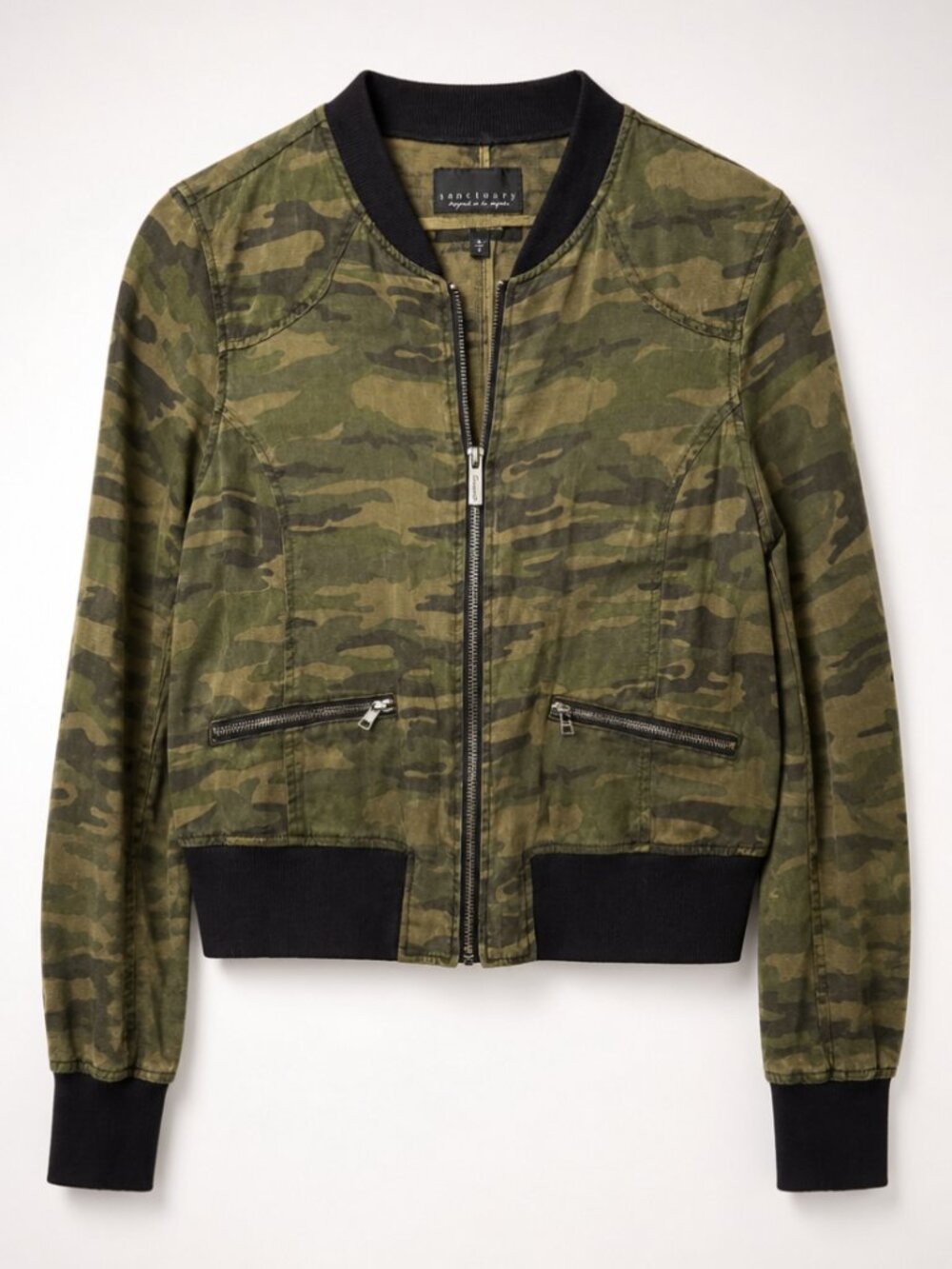 Sanctuary Women's Camo Bomber Jacket - Olive Green - S
